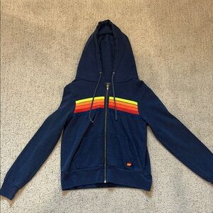 Aviator Nation Women’s Navy Zip-Up with Neon Stripes